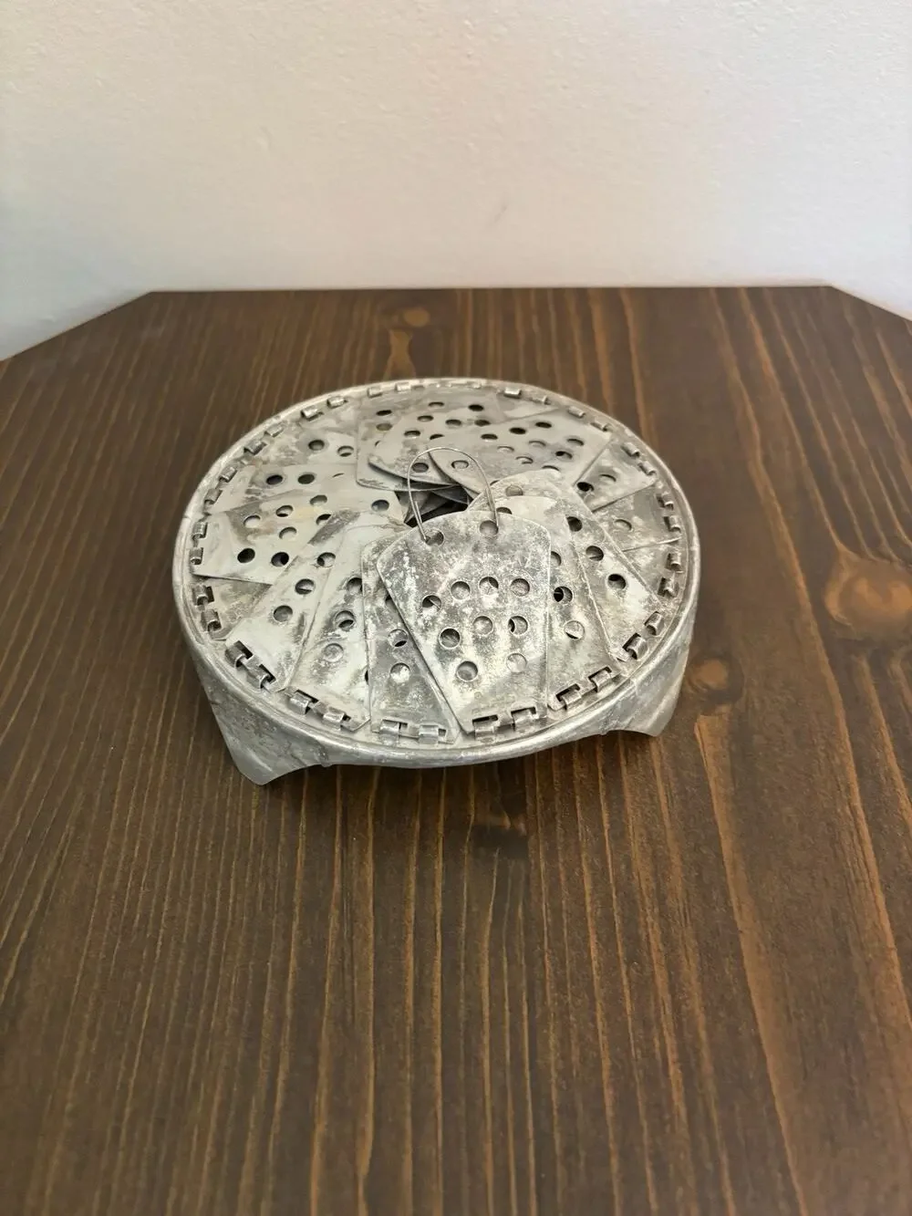 Vintage Metal Collapsible Vegetable Steamer Strainer Folding Basket with Legs